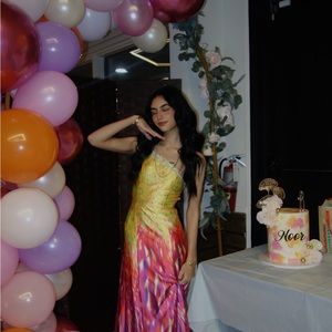 Yellow and Pink Backless Dress